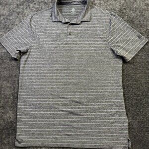 Champion Men’s Active Polo Shirt Size Large Gray Purple Stripe Polyester Golf